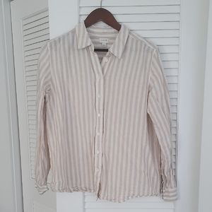 J.Crew: Linen Striped Button-Up Shirt size L